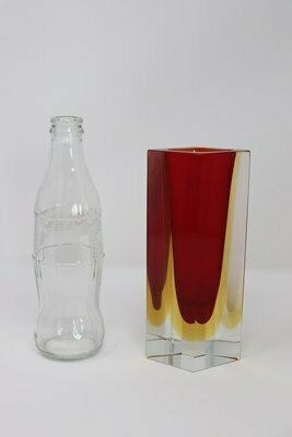 Murano Art Glass Red And Yellow Vase By Flavio Poli For A. Mandruzzato, 1970s photo furniture