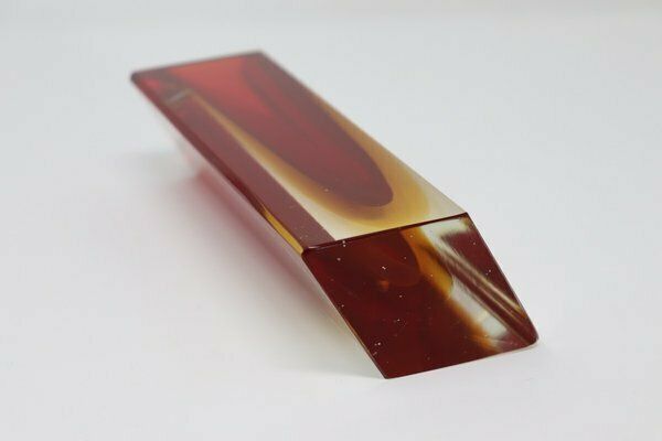 Murano Art Glass Red And Yellow Vase By Flavio Poli For A. Mandruzzato, 1970s photo Home Decor