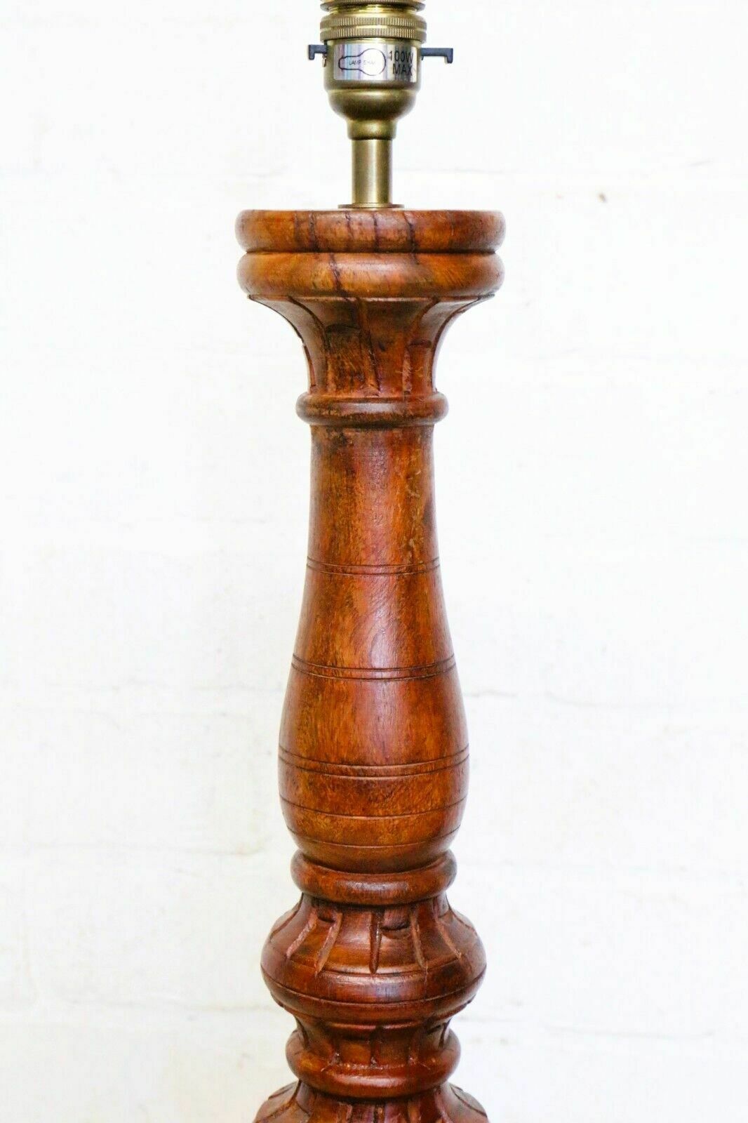 Table Lamp A Tall Vintage Ethnic Wooden Handmade Asian Lamp Antique Style Vgc photo for sale