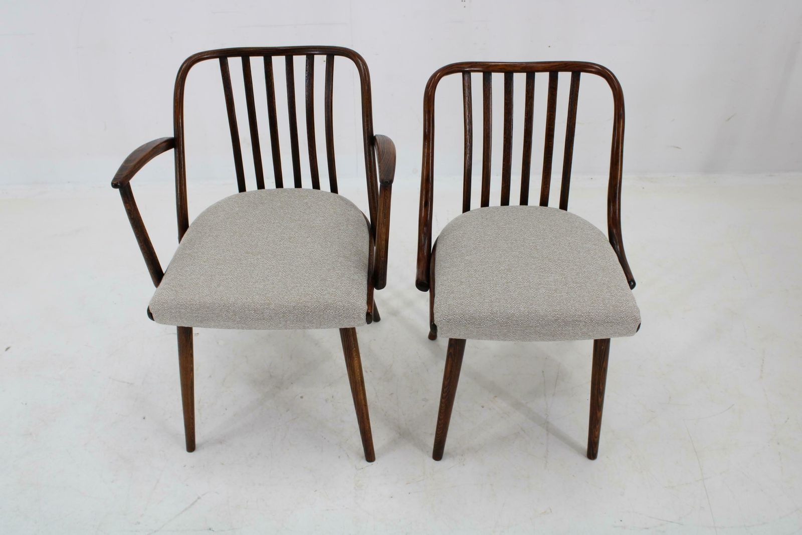 photo furniture 1960s Antonin Suman Set Of Six Beech Dining Chairs, Restored