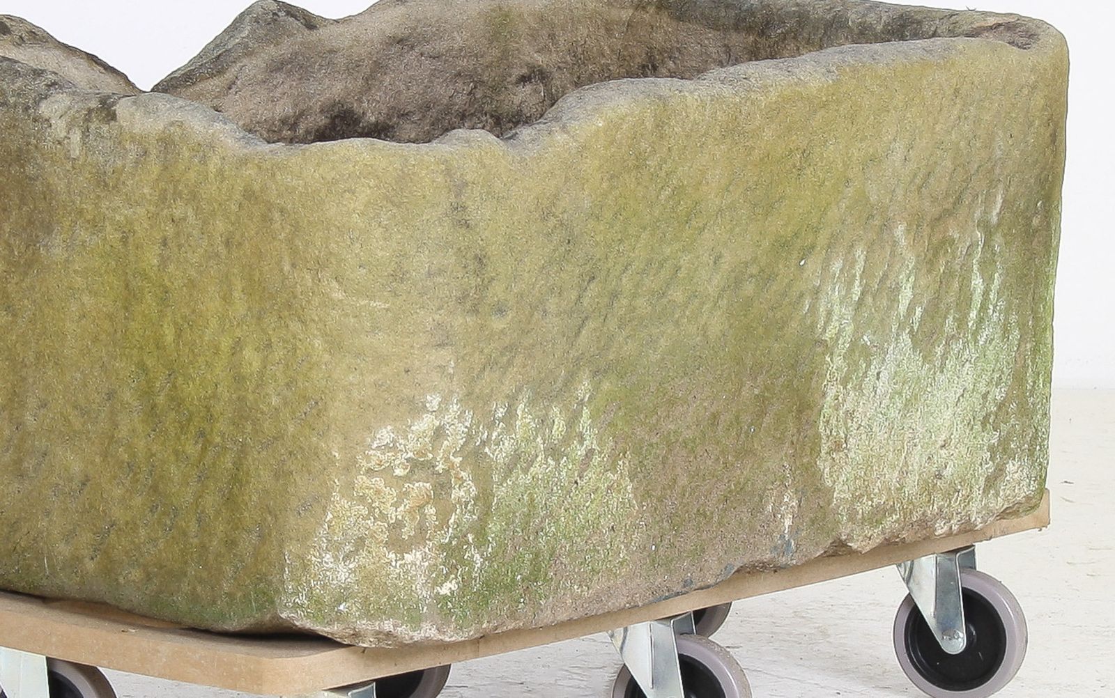 1285.0 A Primitive Pair Of Stone Trough Garden Planters With Weathered Patina photo
