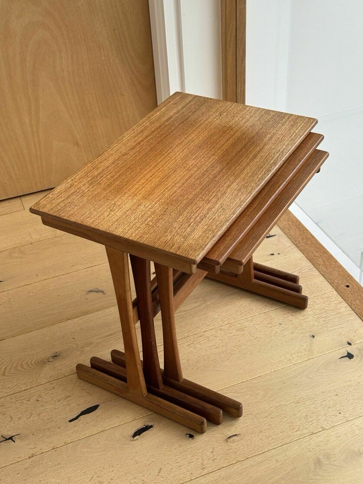 Mid Century Nest Of Three Teak Tables Kai Kristiansen For Vildbjerg Mobelfabrik photo buy
