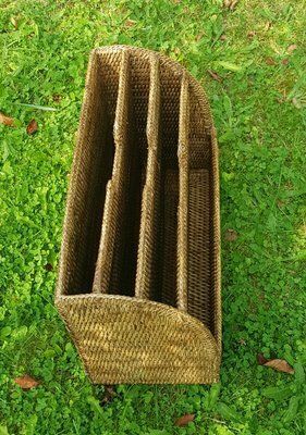 Tan Wicker Newspaper Stand photo for sale