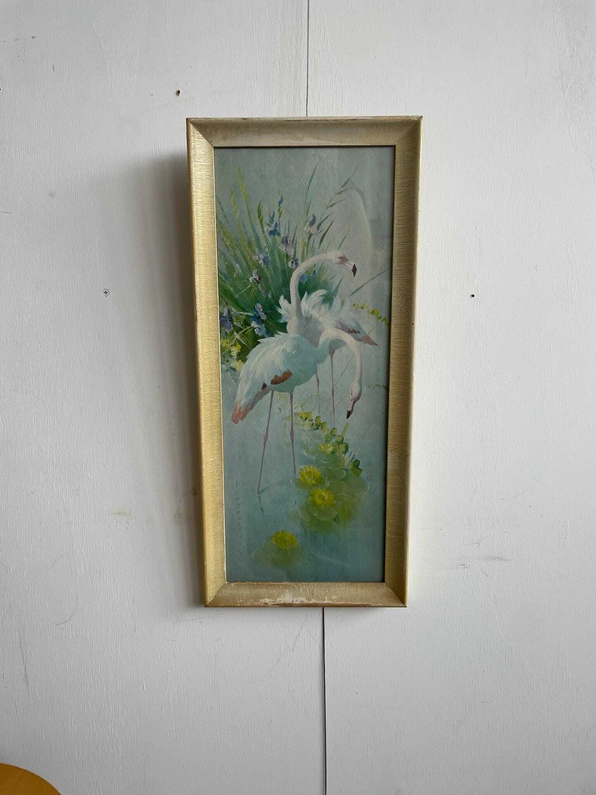 Vintage 1960s Kitsch Pair Of Flamingos Print By Vernon Ward In Original Frame photo furniture