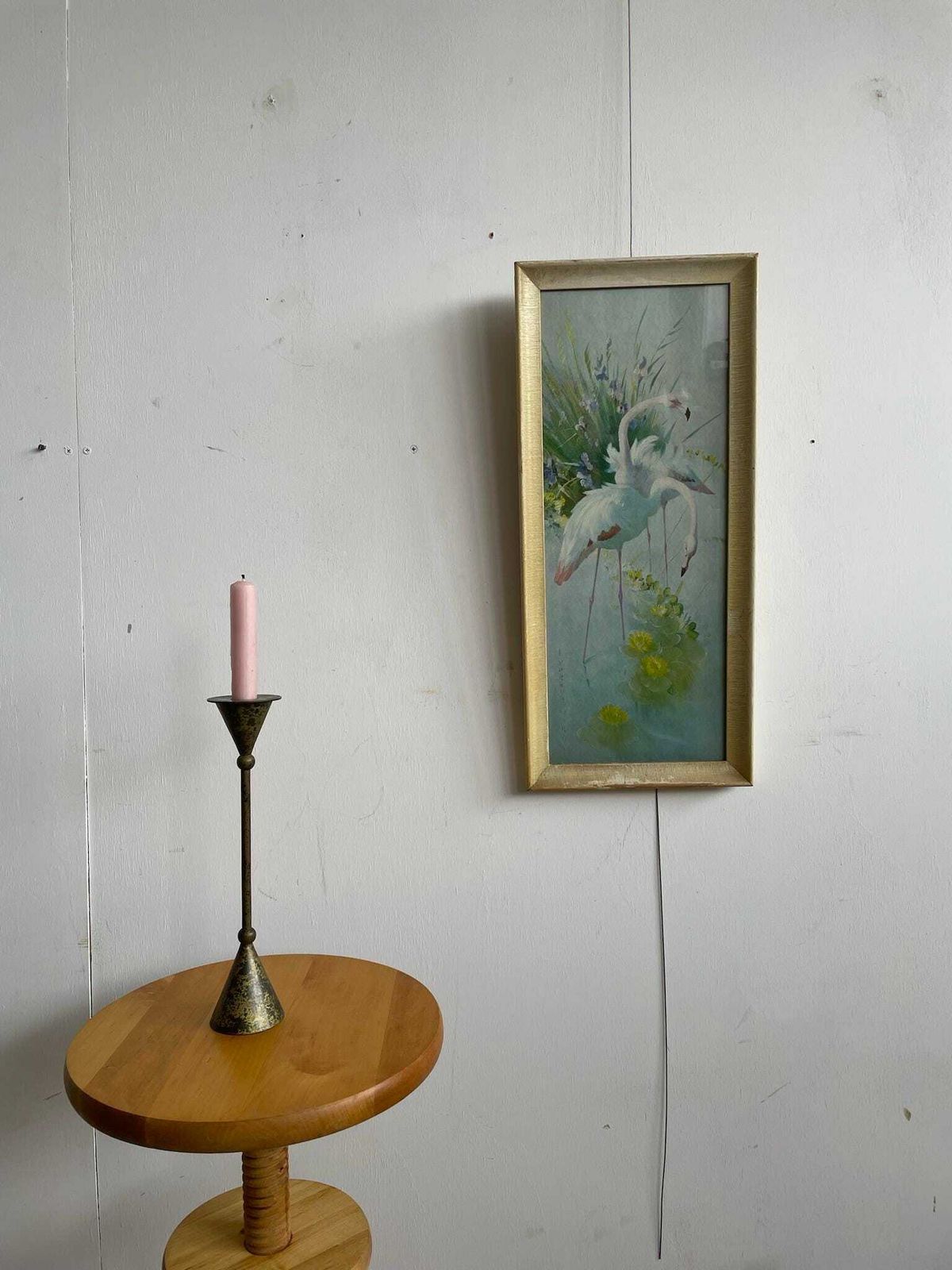Vintage 1960s Kitsch Pair Of Flamingos Print By Vernon Ward In Original Frame photo for sale