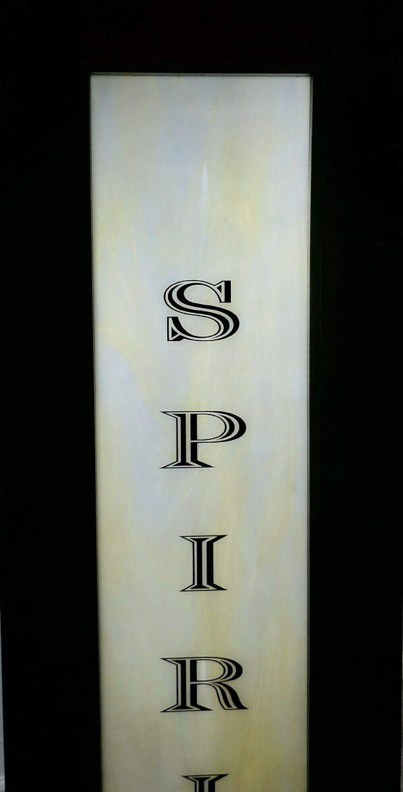 Full Length Opaline Glass Bar Sign, Spirits photo for sale