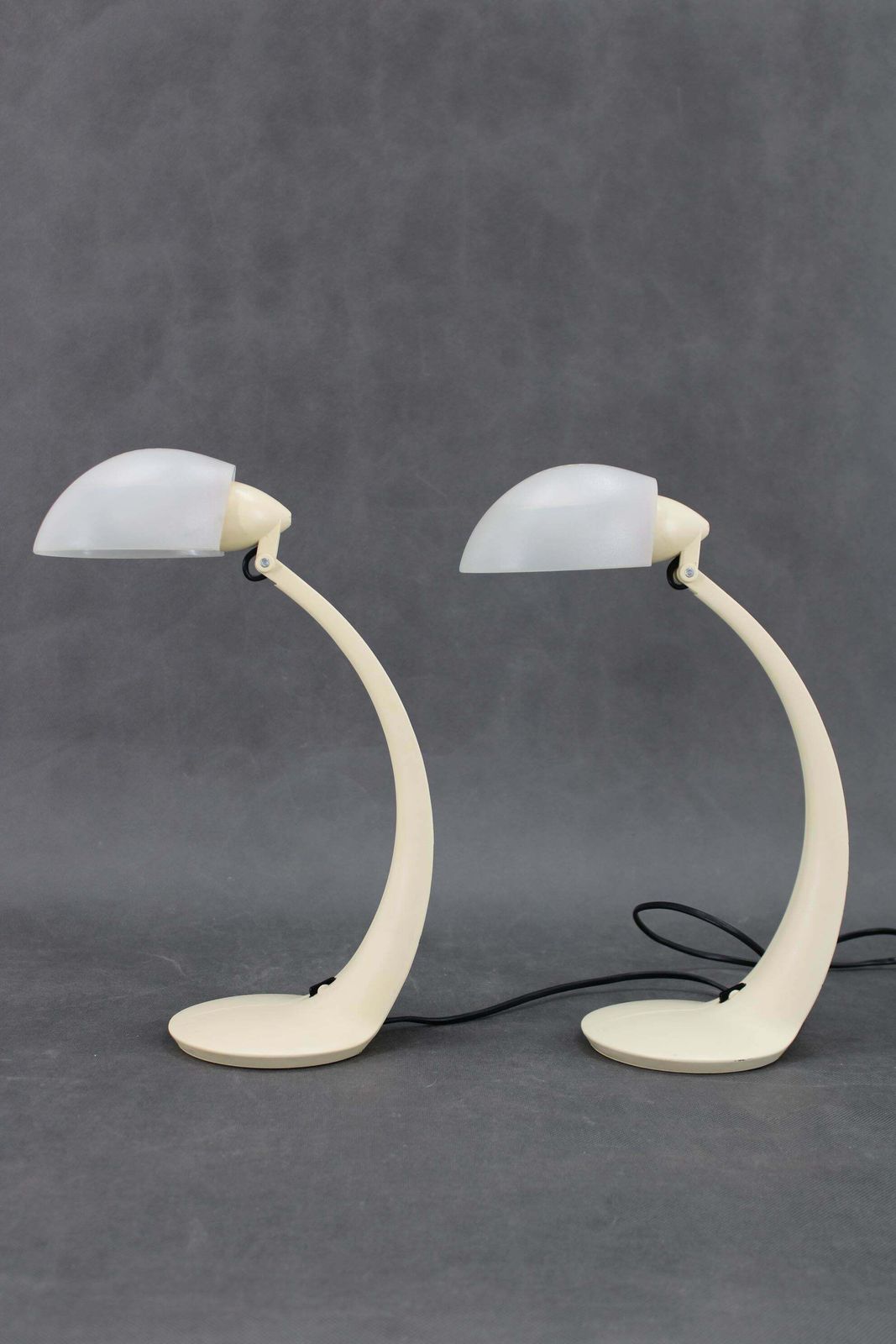 1970s Pair Of Veneta Lumi Table Lamps  Model Virgola, Italy photo for sale