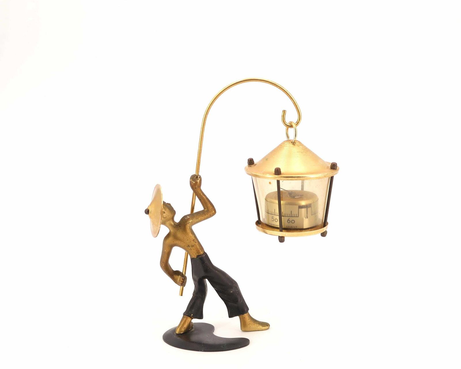 Austrian Bronze By Richard Rohac, Asian Man With Thermometer, 1950s / Paperweight, Walter Bosse Style photo 179.0
