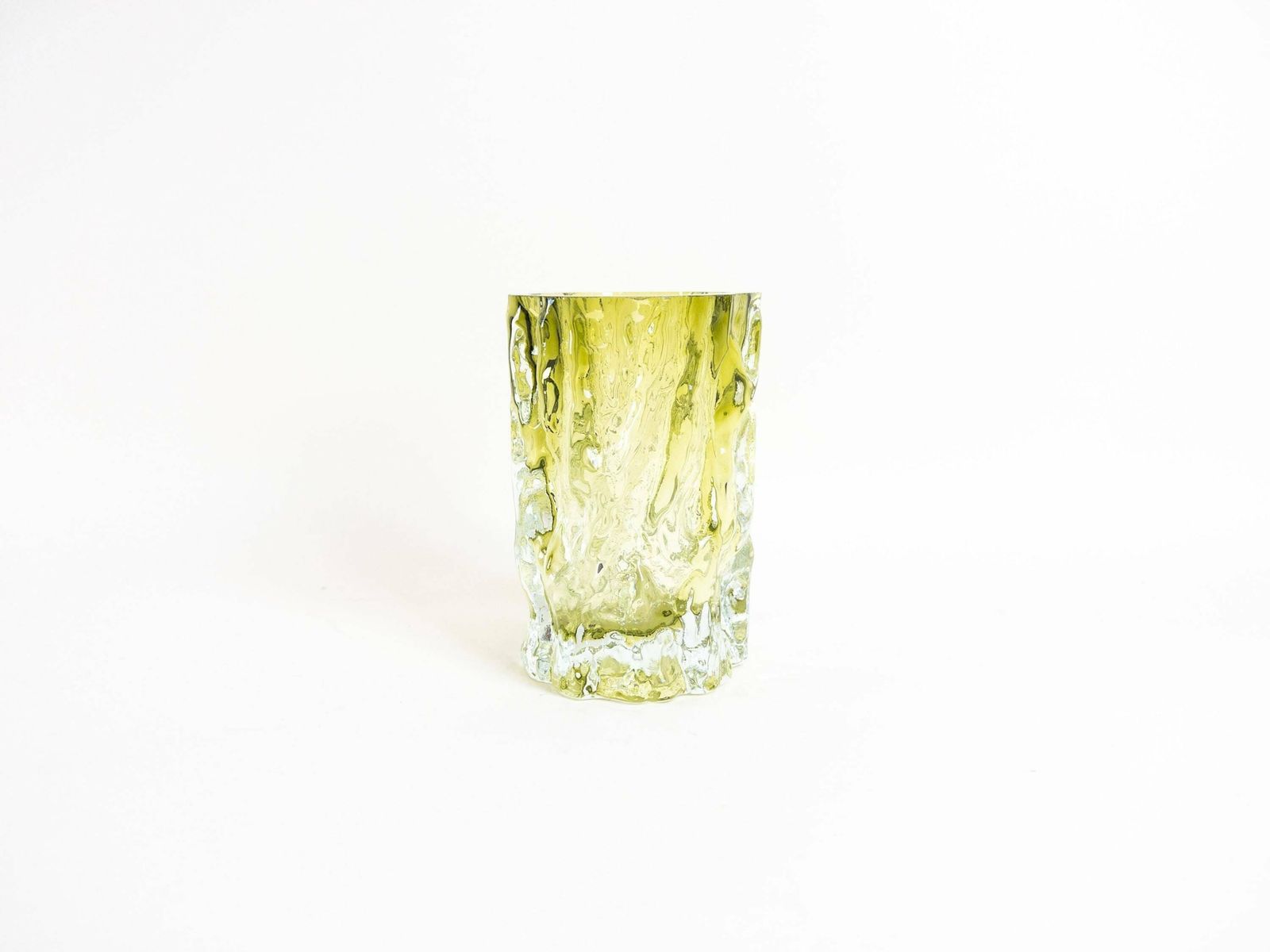 Vintage Green Bark Glass Vase   Cylinder Glass Bud Vase By Ingrid Glashütte   Made In Germany