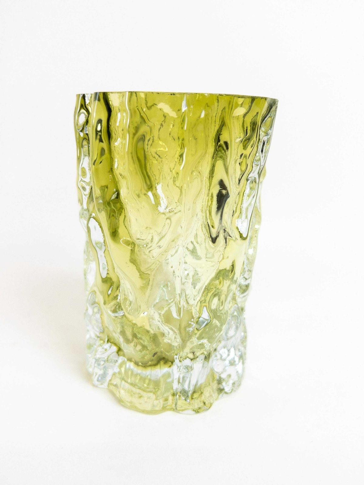 Vintage Green Bark Glass Vase   Cylinder Glass Bud Vase By Ingrid Glashütte   Made In Germany photo vinterior