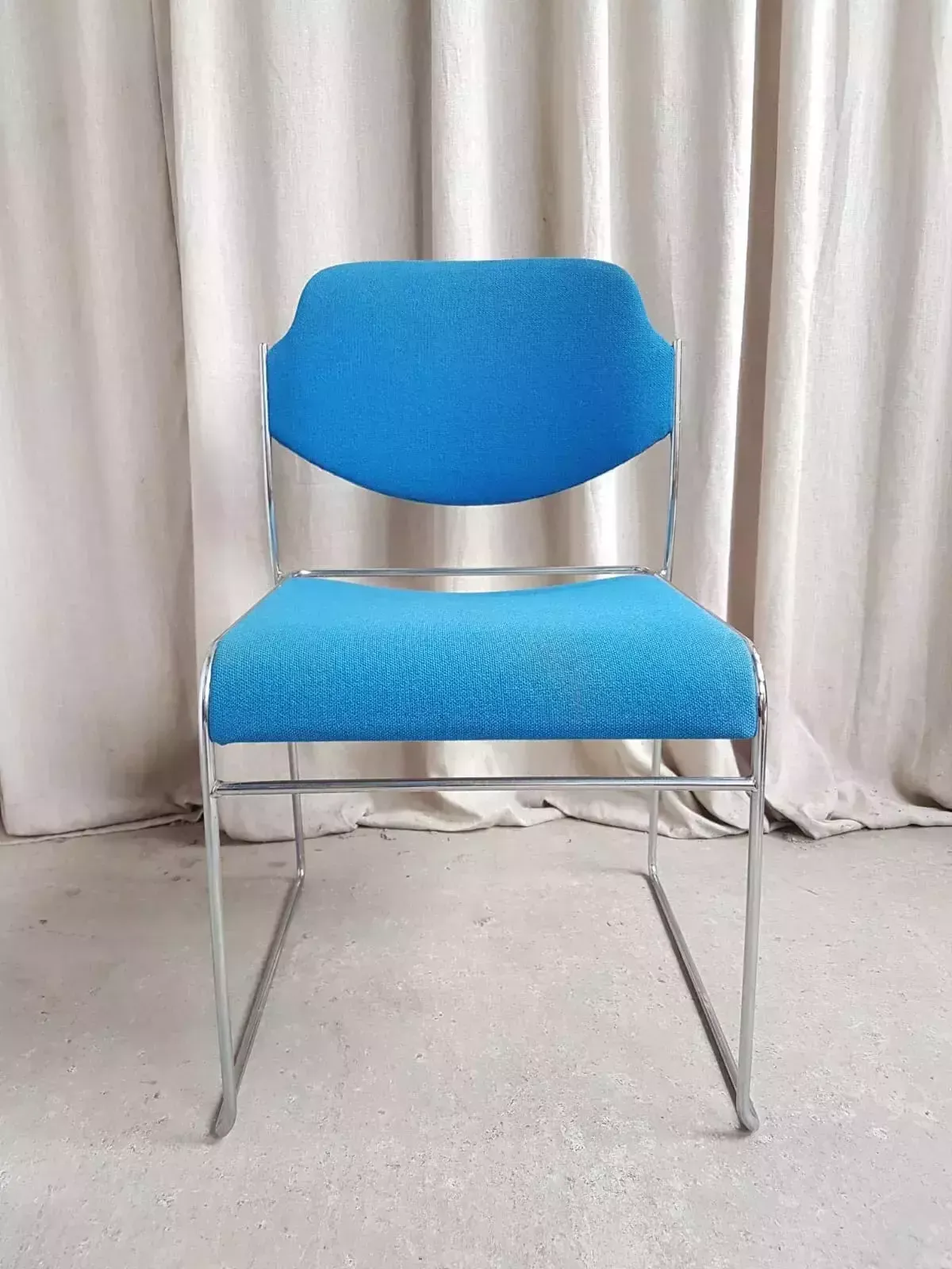 Vtg Late 70s Danish Mid Century Modernist Chrome Single Desk Dining Chair photo buy