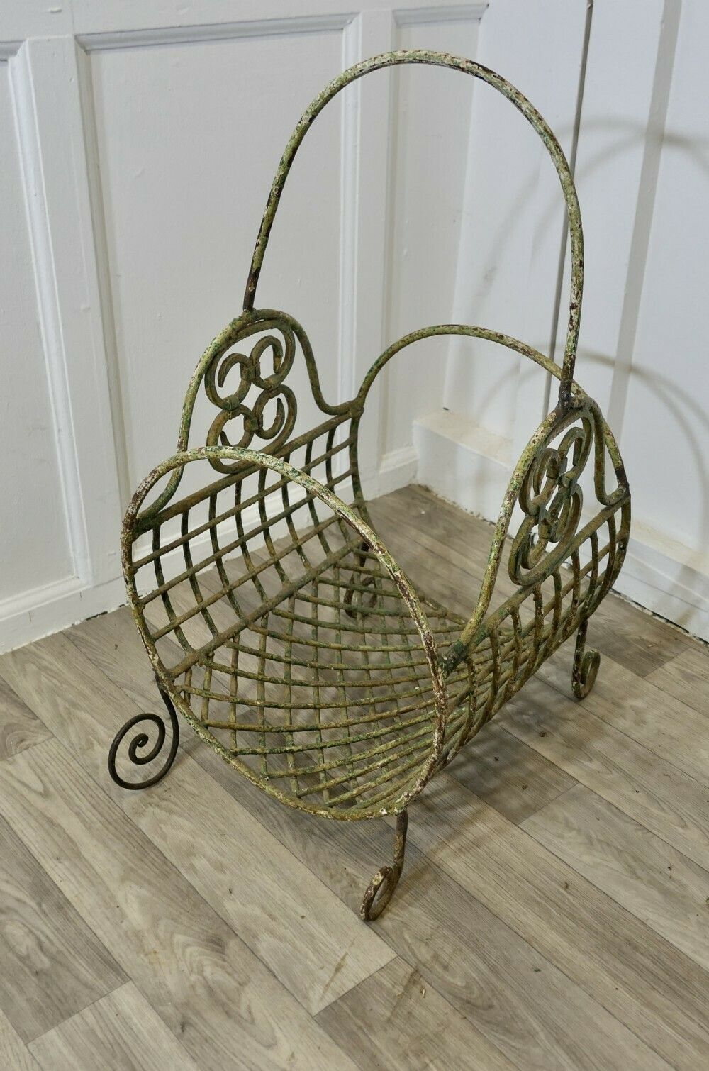 A 19th C French Wirework Log Carrier Basket photo buy