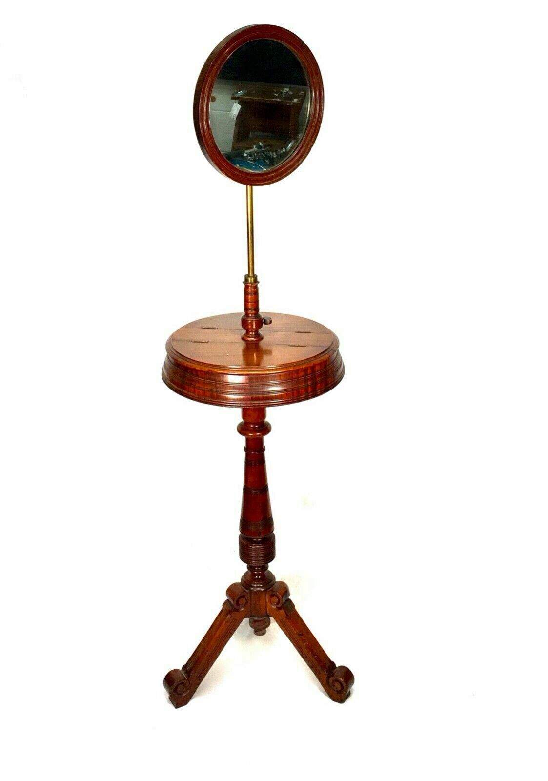 Antique Victorian Mahogany Adjustable Gents Shaving Stand / Makeup Mirror photo for sale