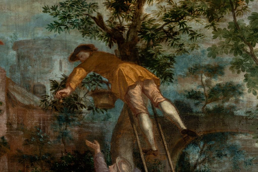 Oil On Canvas Representing A Harvest. Eighteenth Century. Ls55511709z photo Art