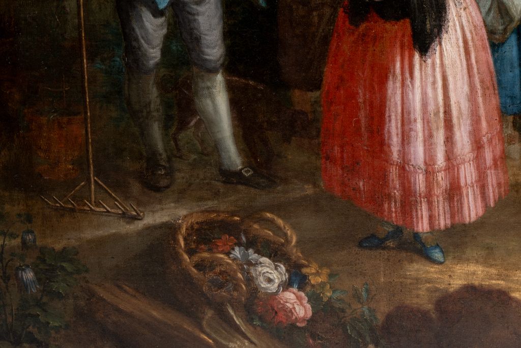 Oil On Canvas Representing A Harvest. Eighteenth Century. Ls55511709z photo 4650.0