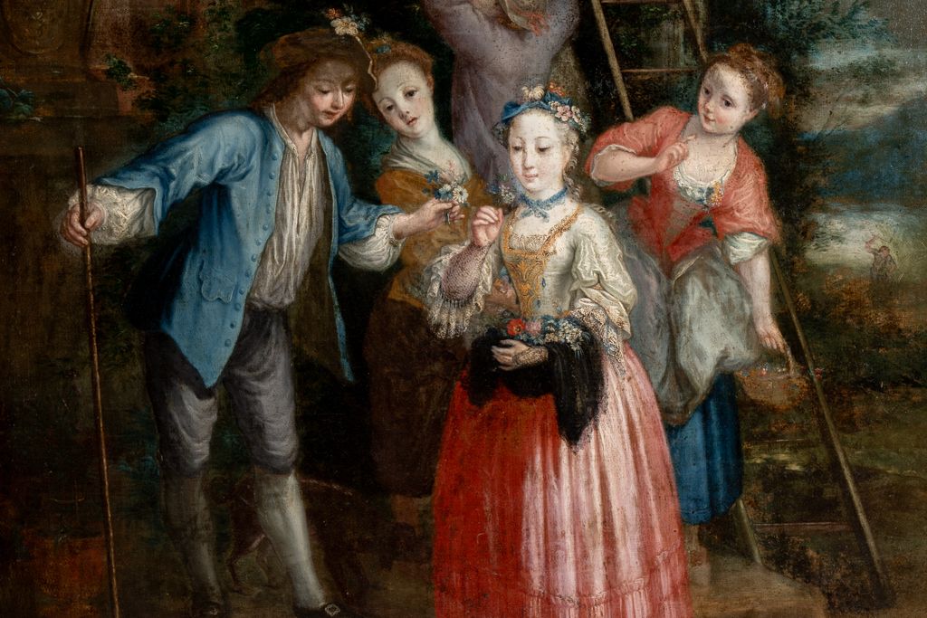 Oil On Canvas Representing A Harvest. Eighteenth Century. Ls55511709z photo vinterior