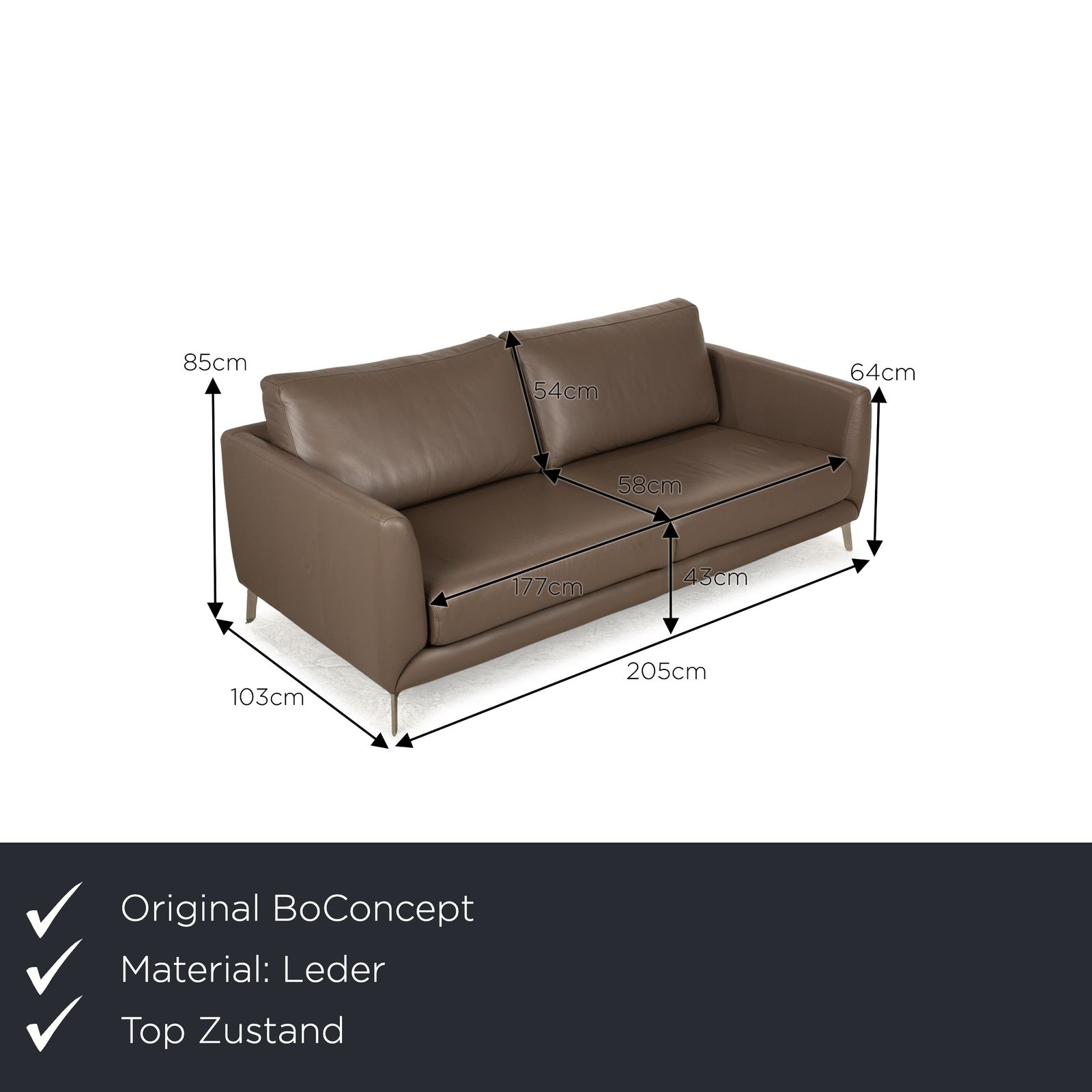 Canapé 2 places Boconcept Fargo en cuir marron photo furniture