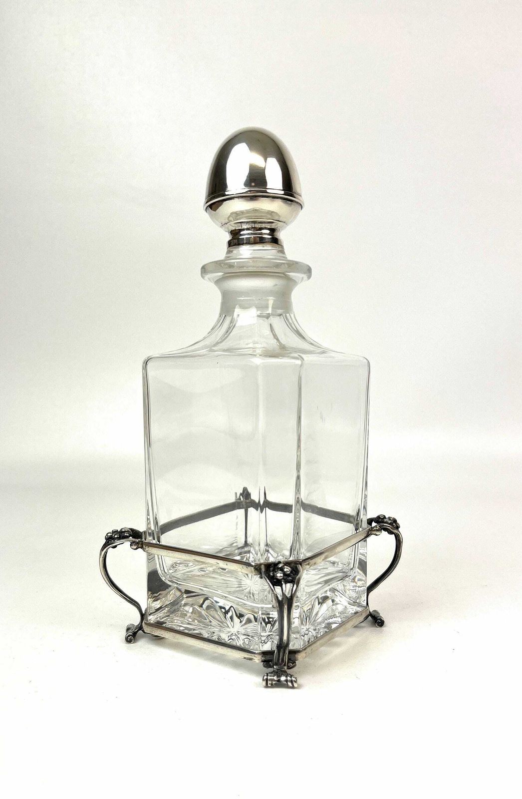 Beautiful Art Nouveau Glass Decanter In 800 Silver Mount Antique Germany 1900 photo furniture