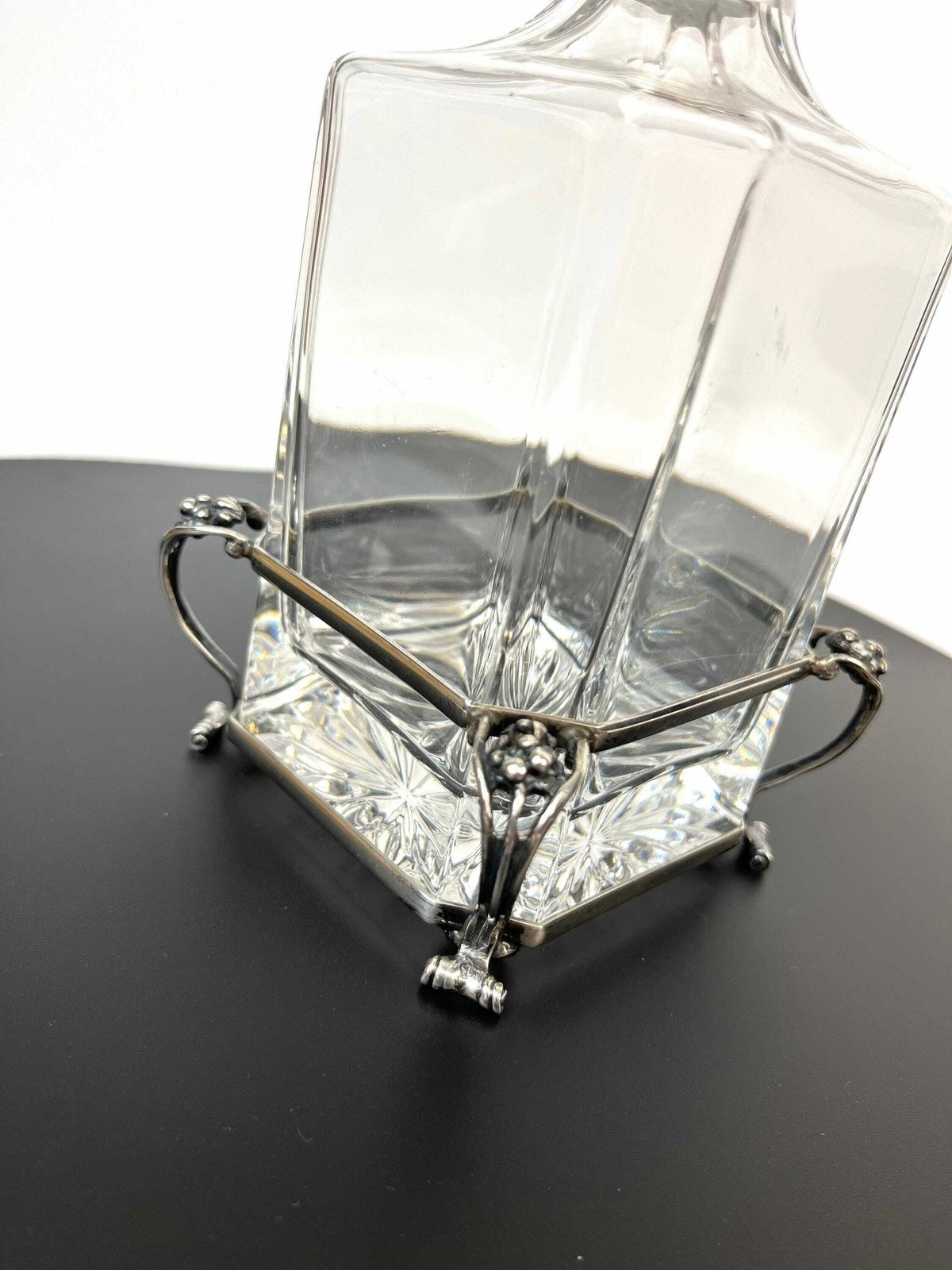 Beautiful Art Nouveau Glass Decanter In 800 Silver Mount Antique Germany 1900 photo 325.0