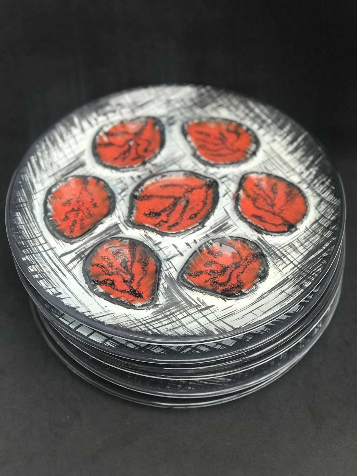 Oyster Plates Pornic French Red Black Decor Hand Painted Faience Plate Kitchen Decor Coastal Decor Beach Side Decor Gift Collector Kitchen photo Home Decor