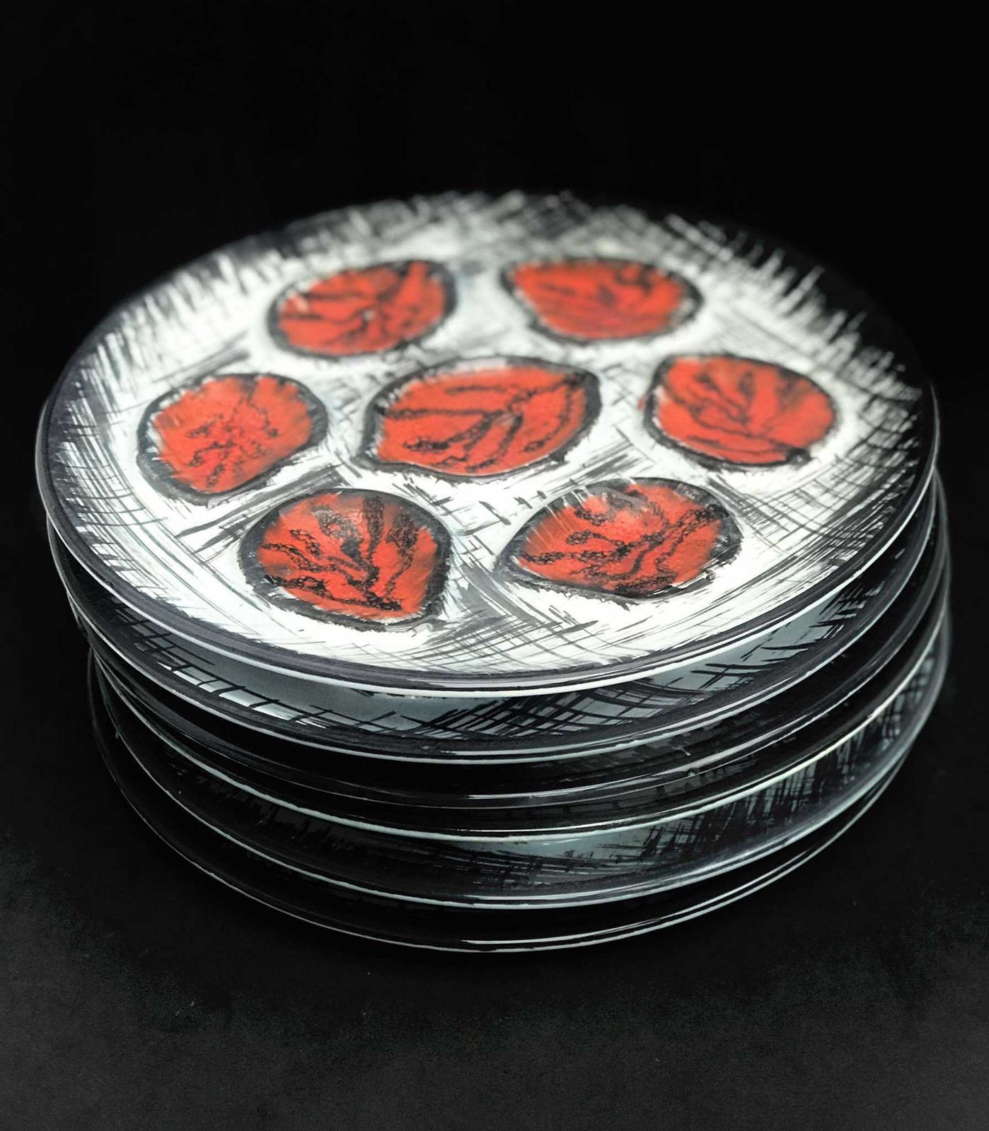 Oyster Plates Pornic French Red Black Decor Hand Painted Faience Plate Kitchen Decor Coastal Decor Beach Side Decor Gift Collector Kitchen photo 273.0