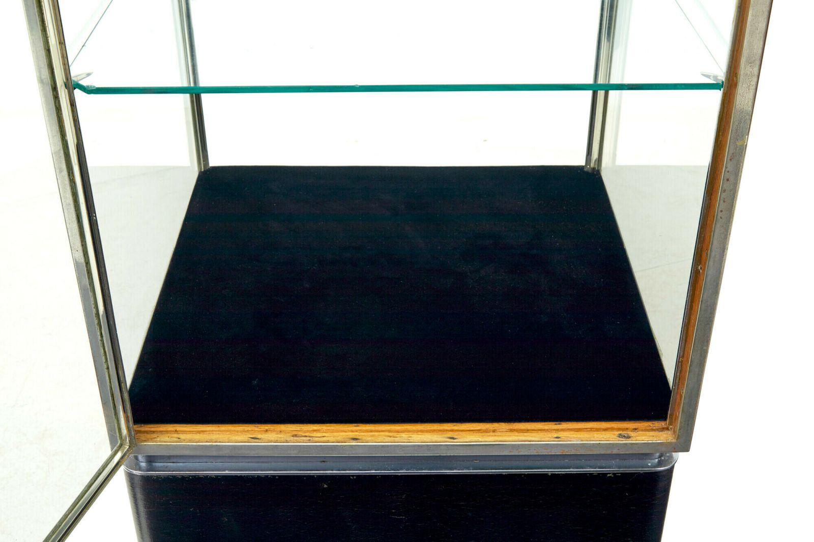 Freestanding Art Deco Steel And Leather Glazed Display Cabinet photo Furniture