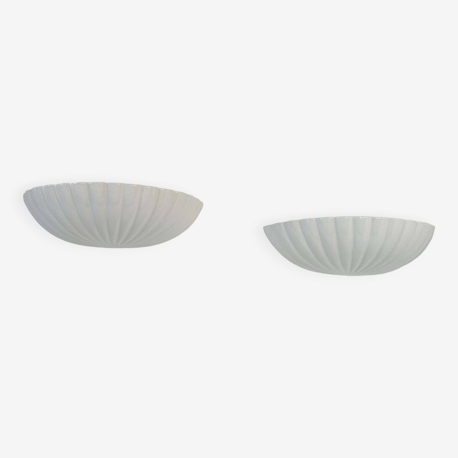 Pair Of Vintage Shell Wall Lights, White Porcelain, France 1970