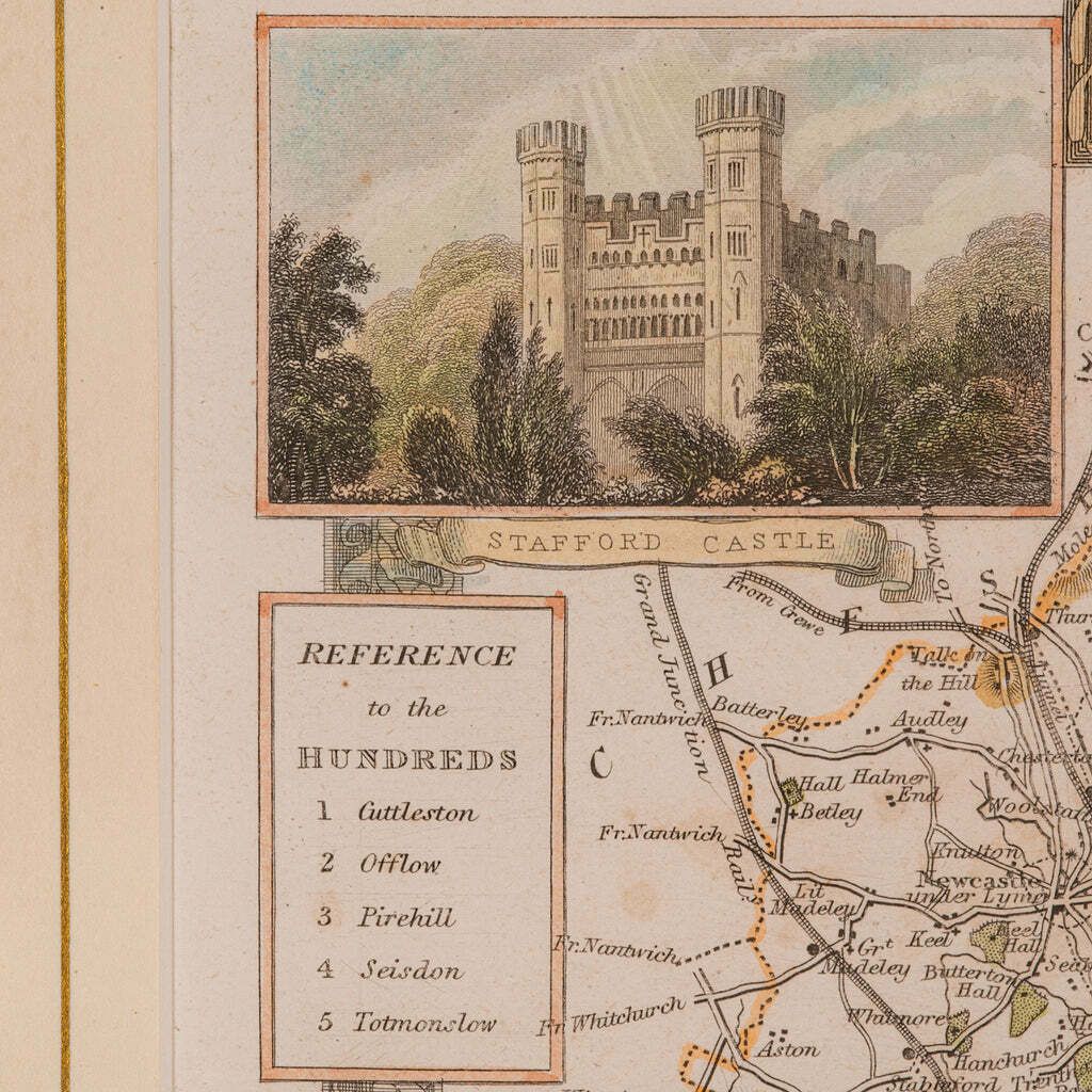 Antique County Map, Staffordshire, English, Framed Litho, Cartography, Victorian photo vinterior