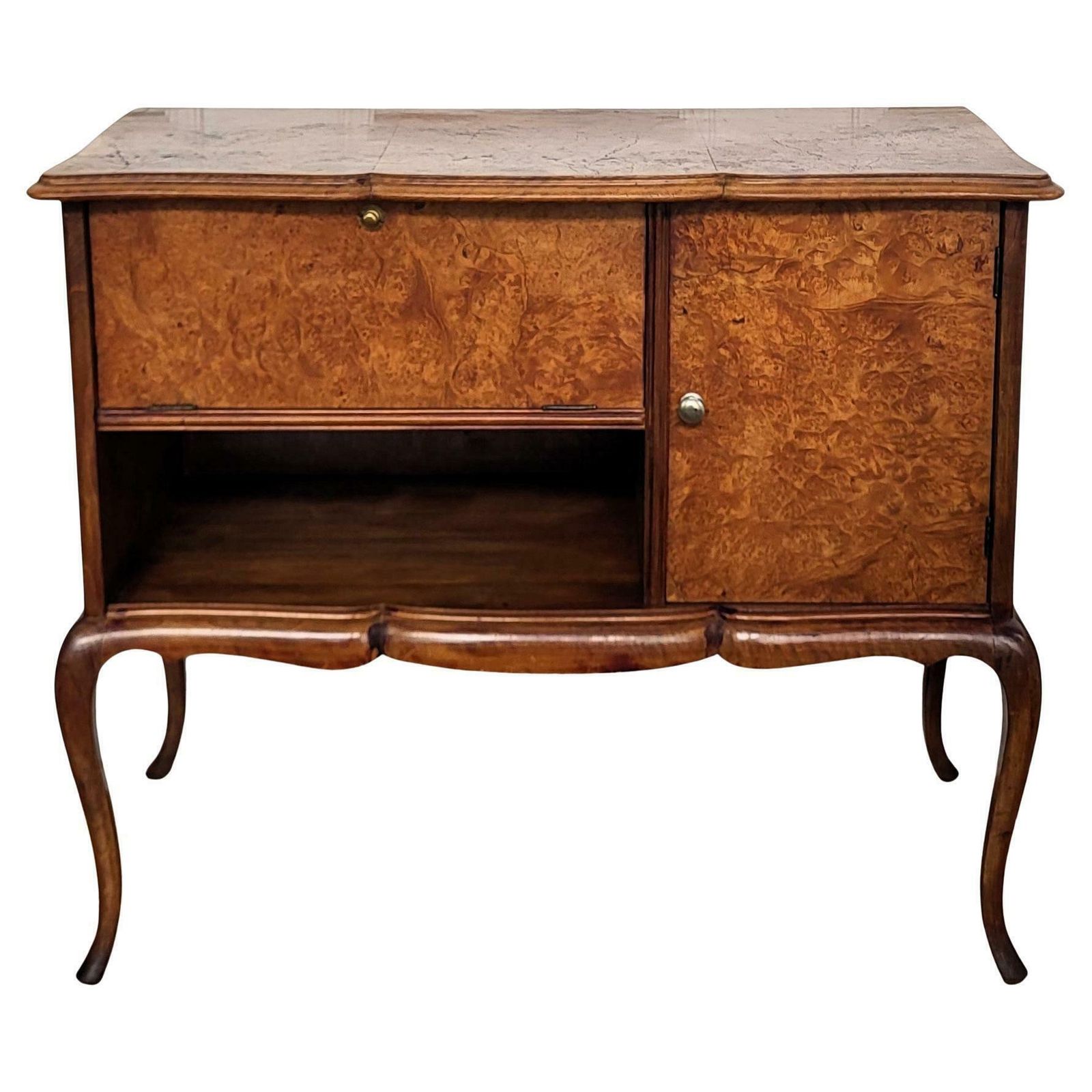 1960s Italian Mid Century Modern Wood And Brass Dry Bar Drinks Cabinet