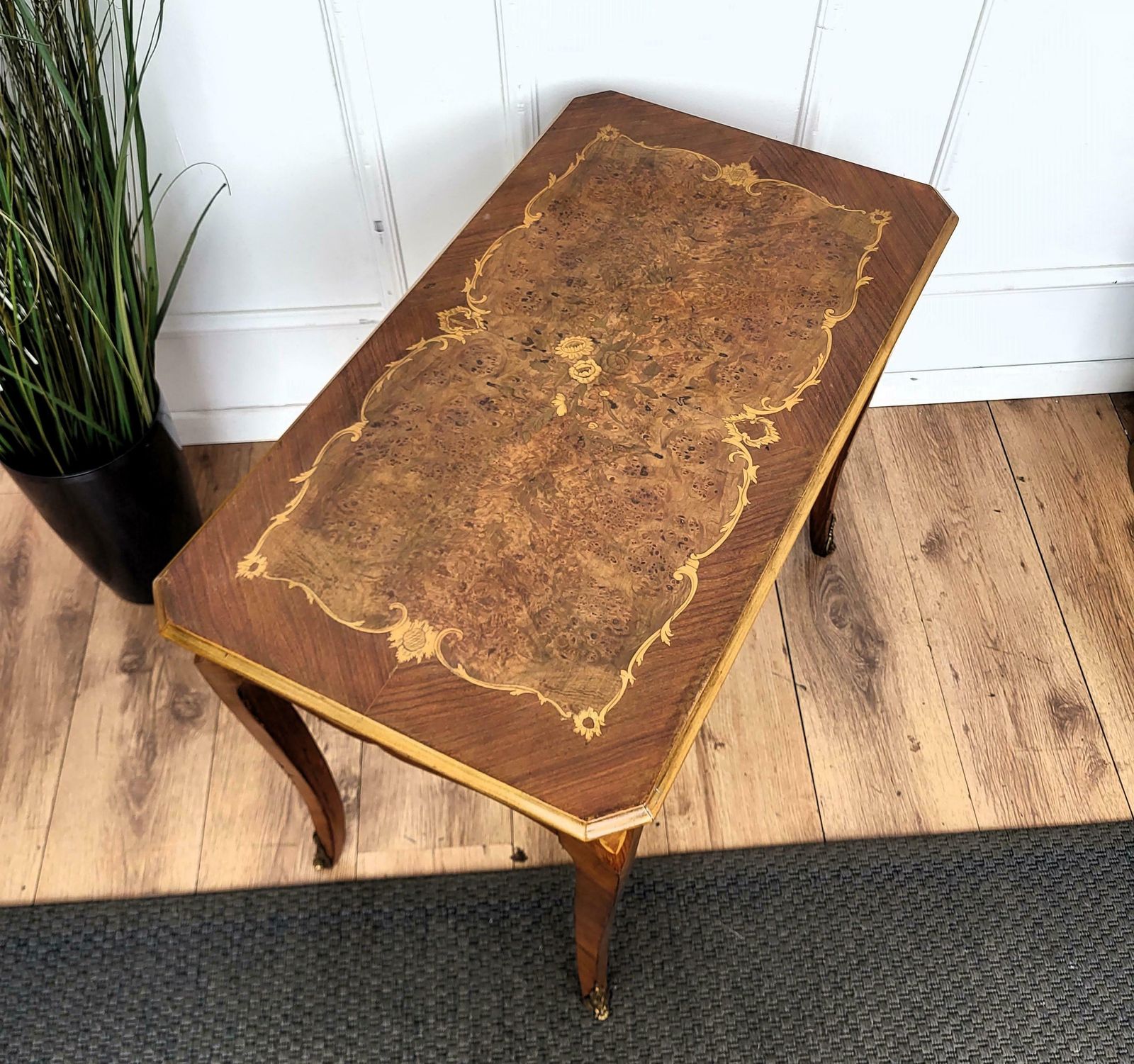 Italian Walnut Inlay Marquetry Saber Legs Sofa Or Side Table photo 861.0