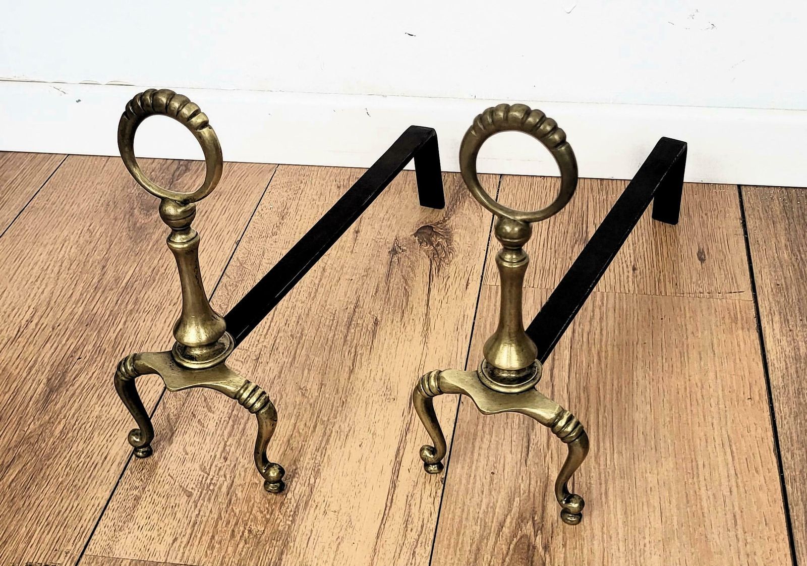 Italian Brass And Wrought Iron Pair Of Andirons photo furniture