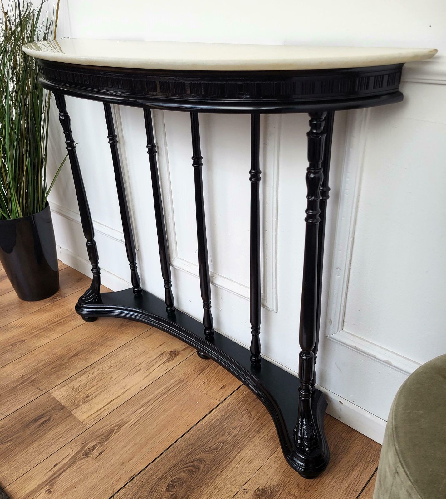1950s Midcentury Italian Wood Brass Wall Console Table With Marble Top photo buy