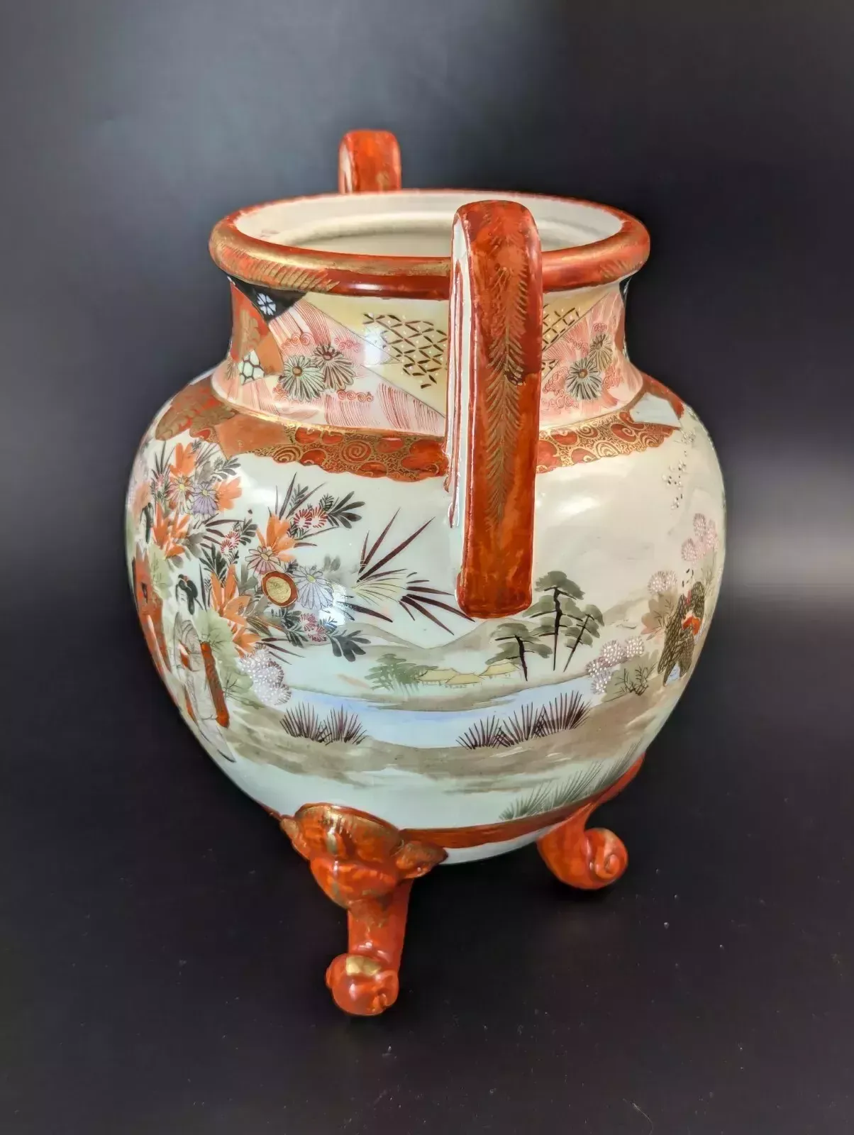 Antique Two Handled Footed Jar By Watano, Kutani, Meiji Period (1868  1912). photo buy