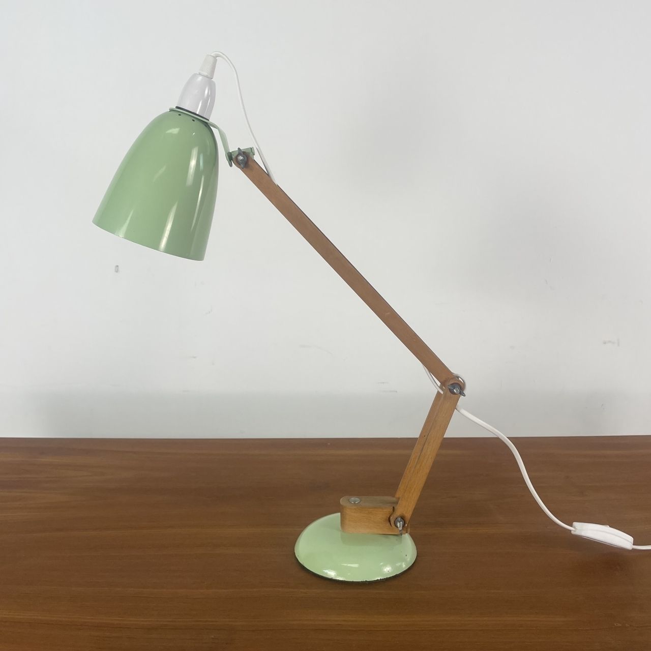 Vintage Maclamp In Pastel Green With Wooden Arms