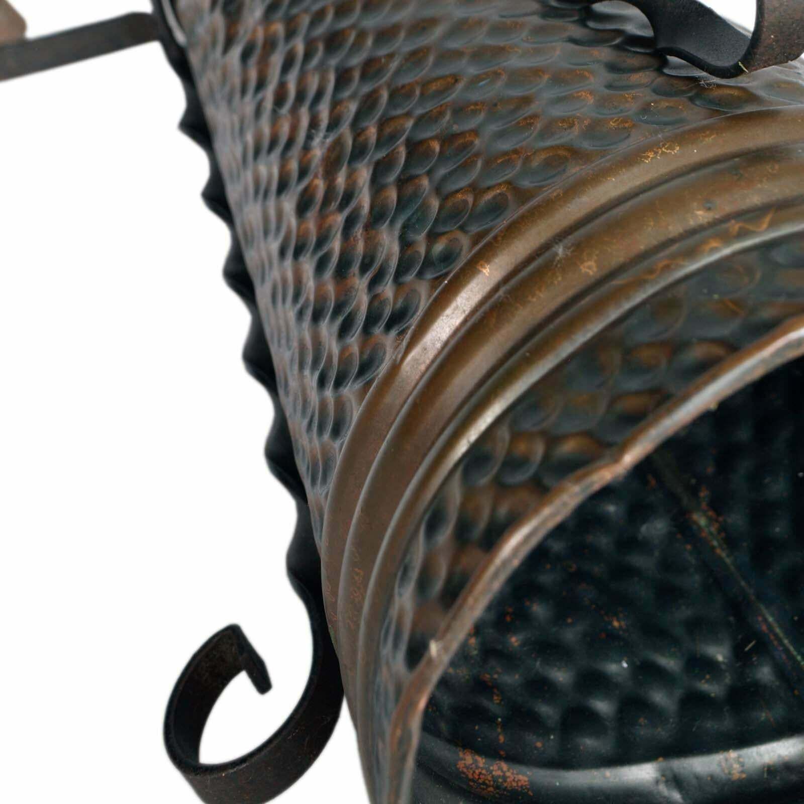 1940s Hand Embossed Umbrella Stand In Burnished Brass And Wrought Iron, 1940s photo vinterior