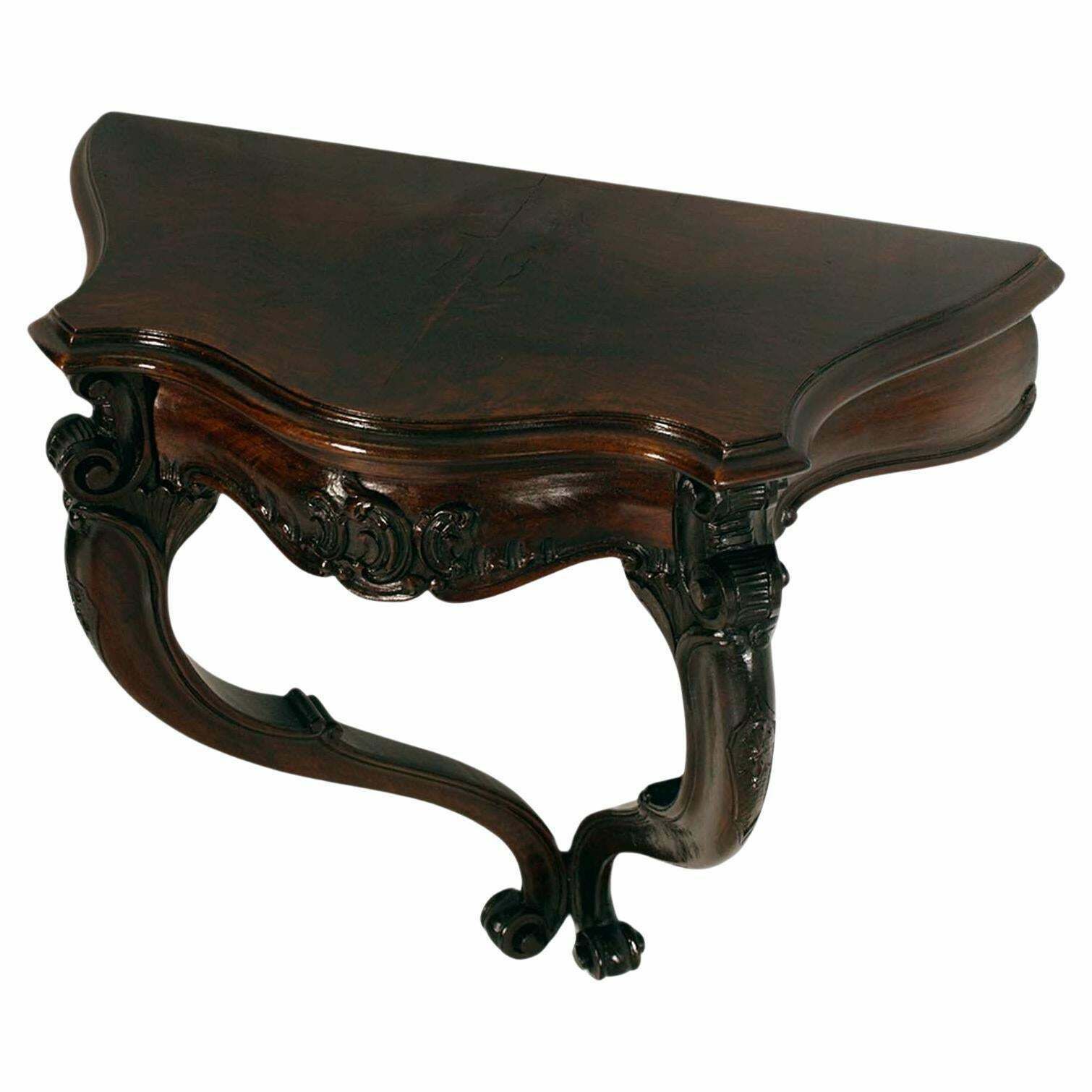 Florence Neo Baroque Console Nightstand By Dini And Puccini, Hand Carved Walnut