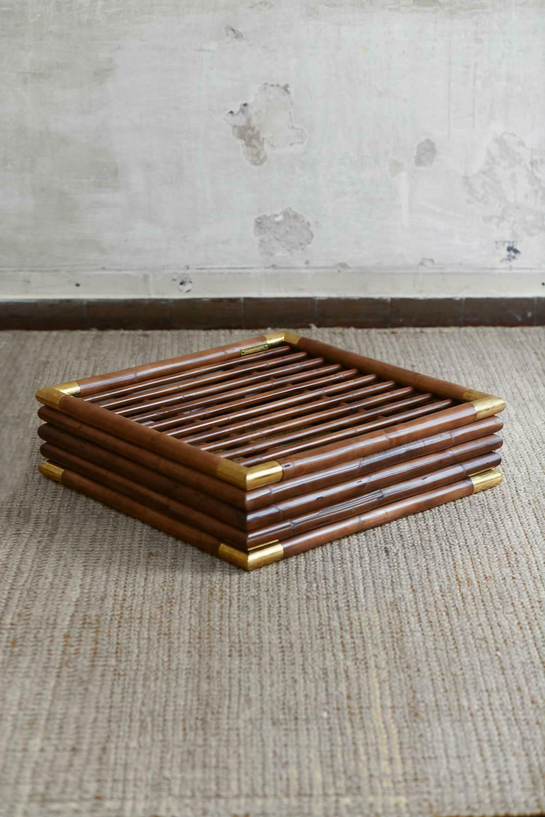 Large Dark Finished Rattan Pouf – Edizioni Molto photo for sale