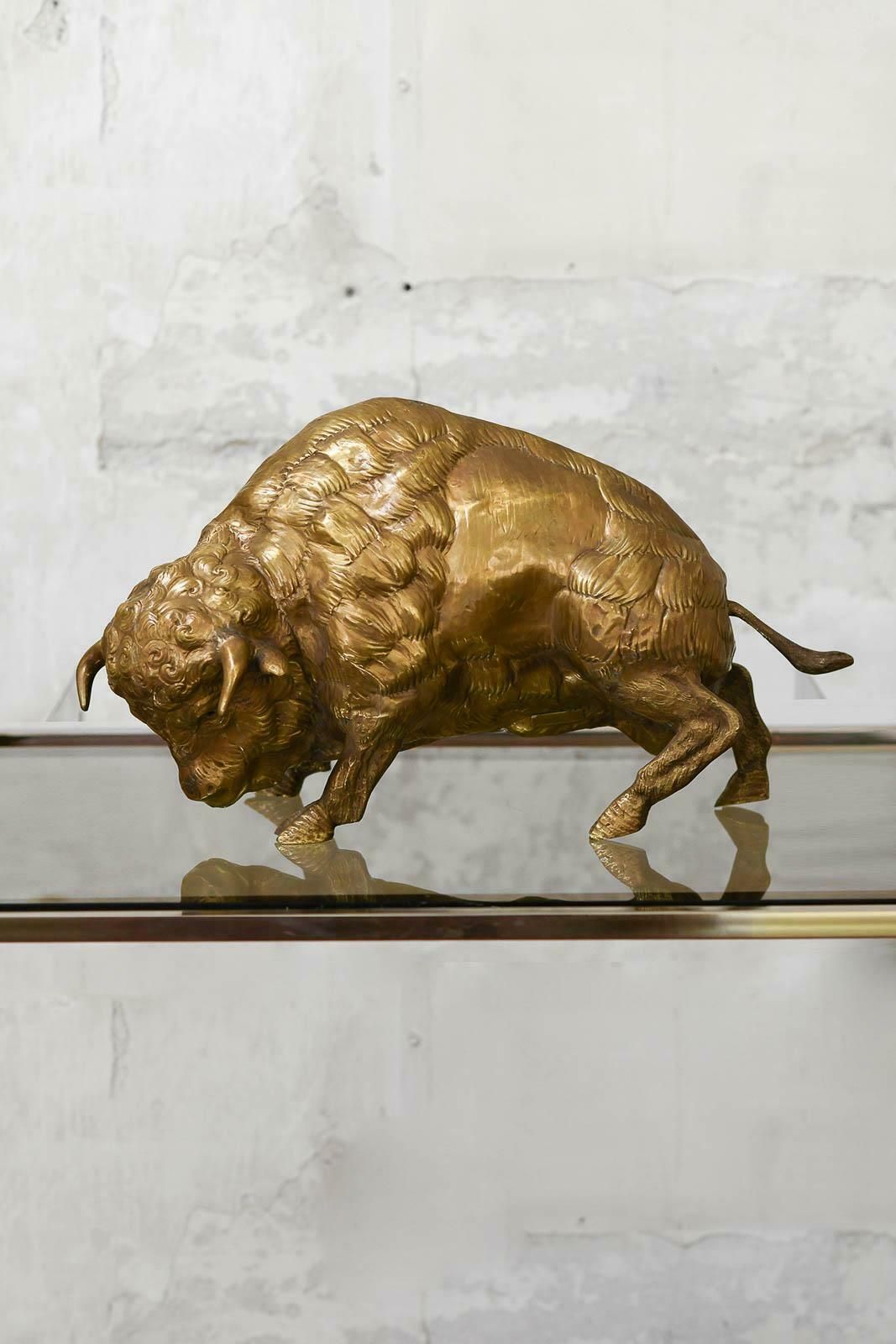Large Brass Bison By Edizioni Molto, 1970s Style photo furniture