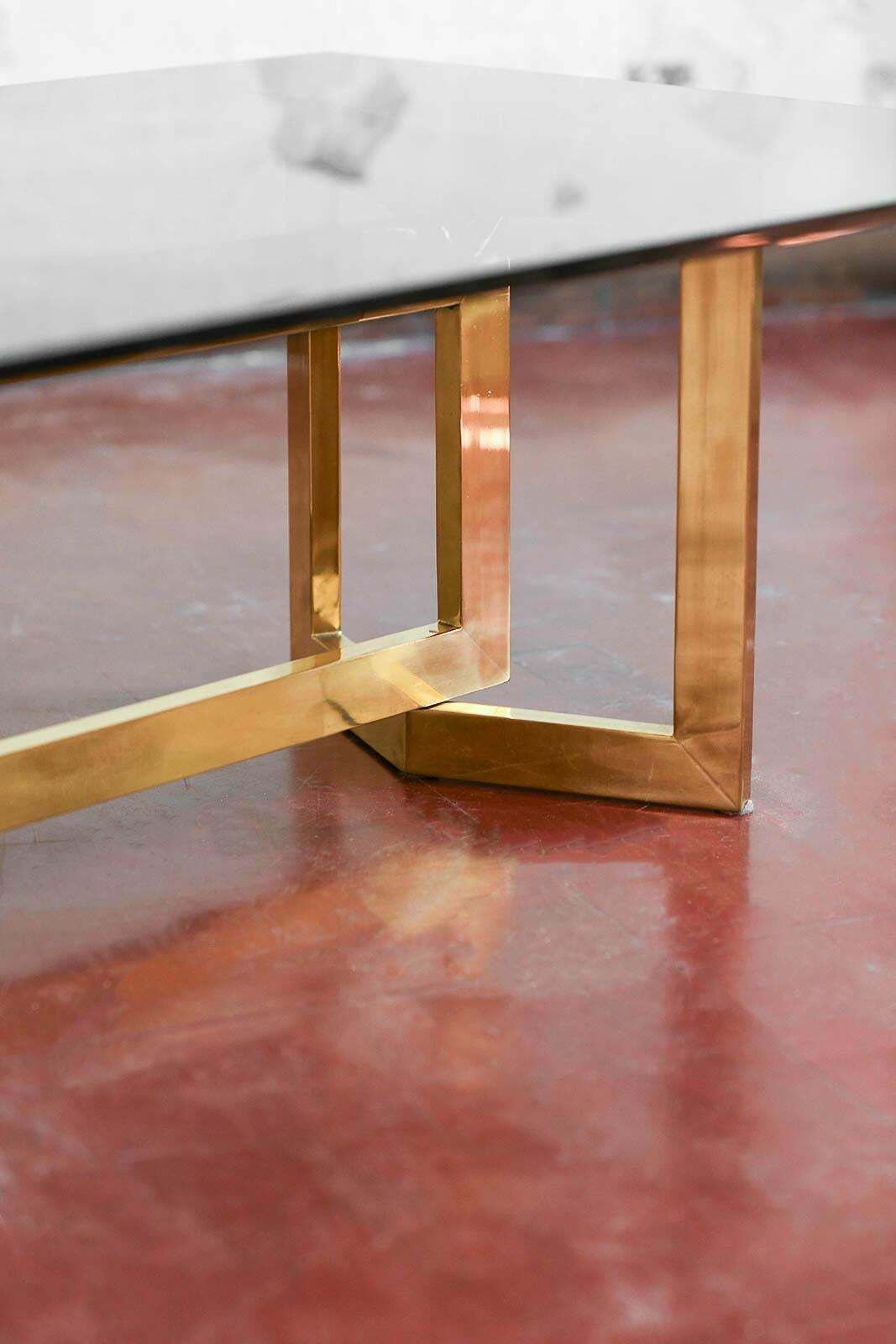 Coffee Table In Brass And Smoked Glass, 1970s In The Style Of Romeo Rega photo Furniture
