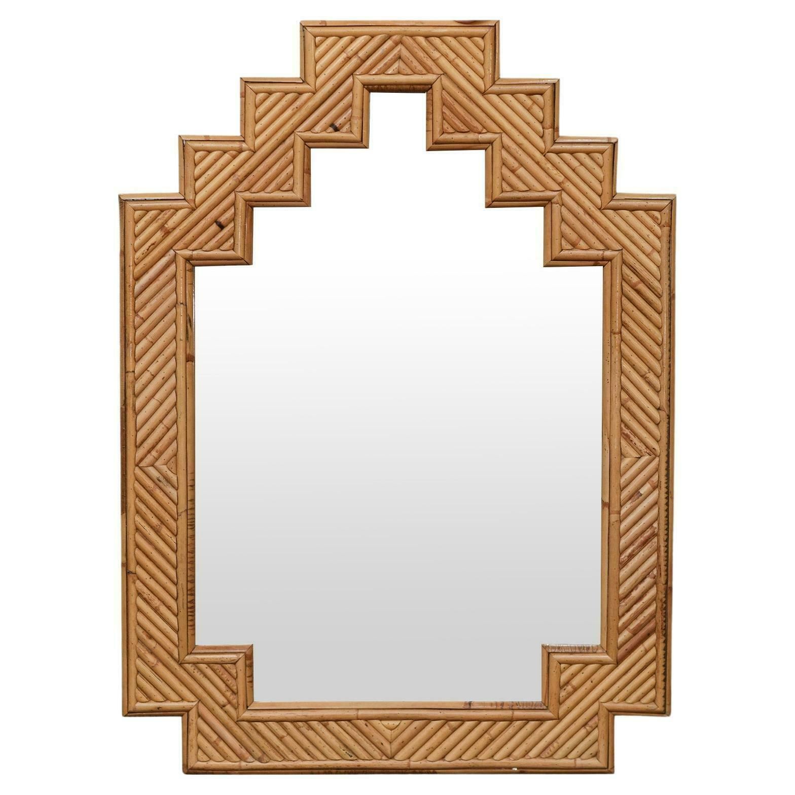 Shanghai Style Bamboo Mirror By Vivai Del Sud, Italy 1970