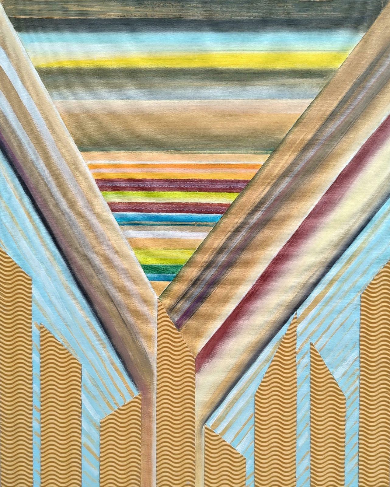 Alyona Prokofjevasand Game 1. 2023, Canvas, Oil, Collage, 50x40 Cm2023