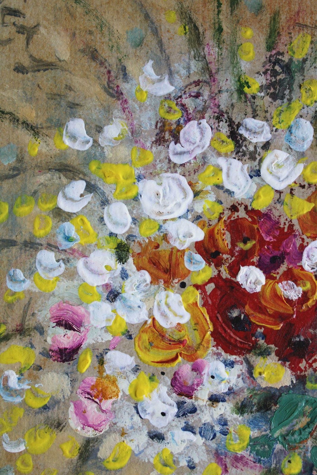 Uldis Krauzecomposition With White Flowers. 2023, Cardboard, Mixed Media, 31. 5 X 22 Cm2023 photo for sale