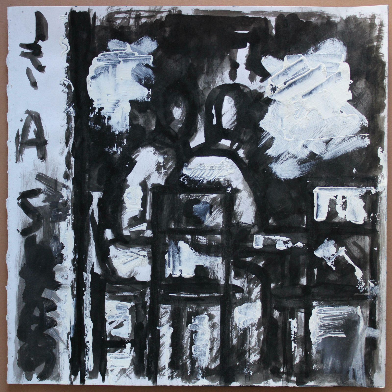 Ansis Butnorstreet Cafe. 2021, Acrylic, Paper, 25x25 Cm2021 photo furniture