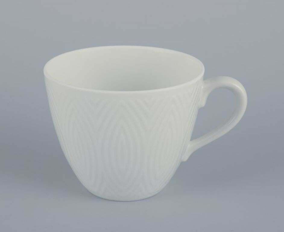Axel Salto For Royal Copenhagen. Six Pairs Of Coffee Cups In White Porcelain. photo for sale