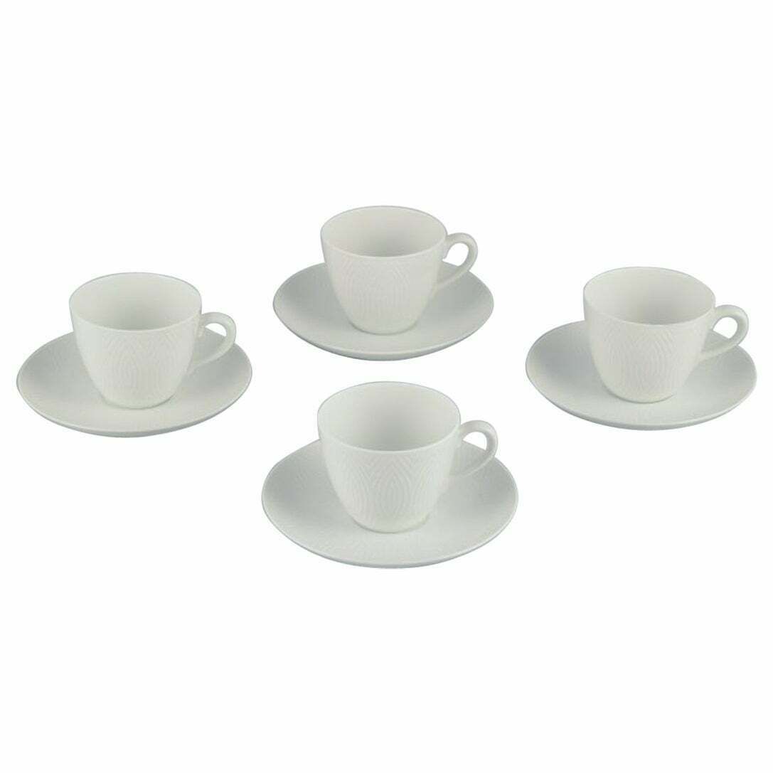 Axel Salto For Royal Copenhagen. Four Pairs Of Coffee Cups In White Porcelain.