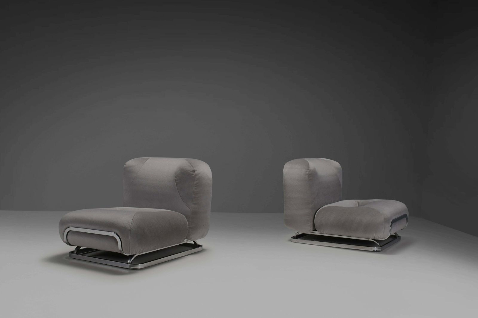 Beautiful Grey Mohair And Chrome Lounge Chairs Made In Italy In The 1970s photo 6927.0