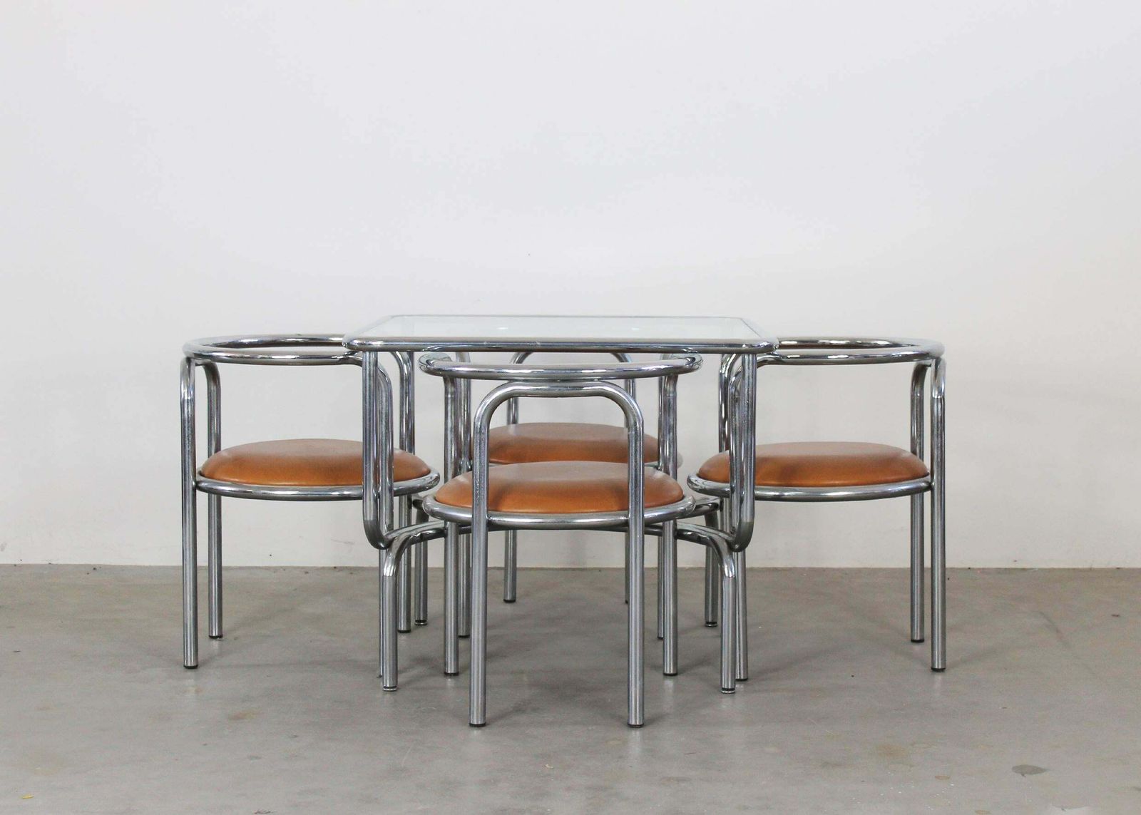 Gae Aulenti Locus Solus Dining Room Set In Steel And Leather By Poltronova 1970s photo Furniture