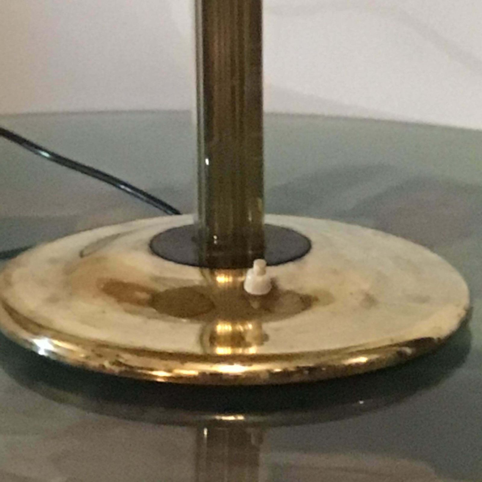 photo vinterior Fontana Arte Max Ingrand Table Lamp Brass Glass Wood Lampshade 1940 Italy