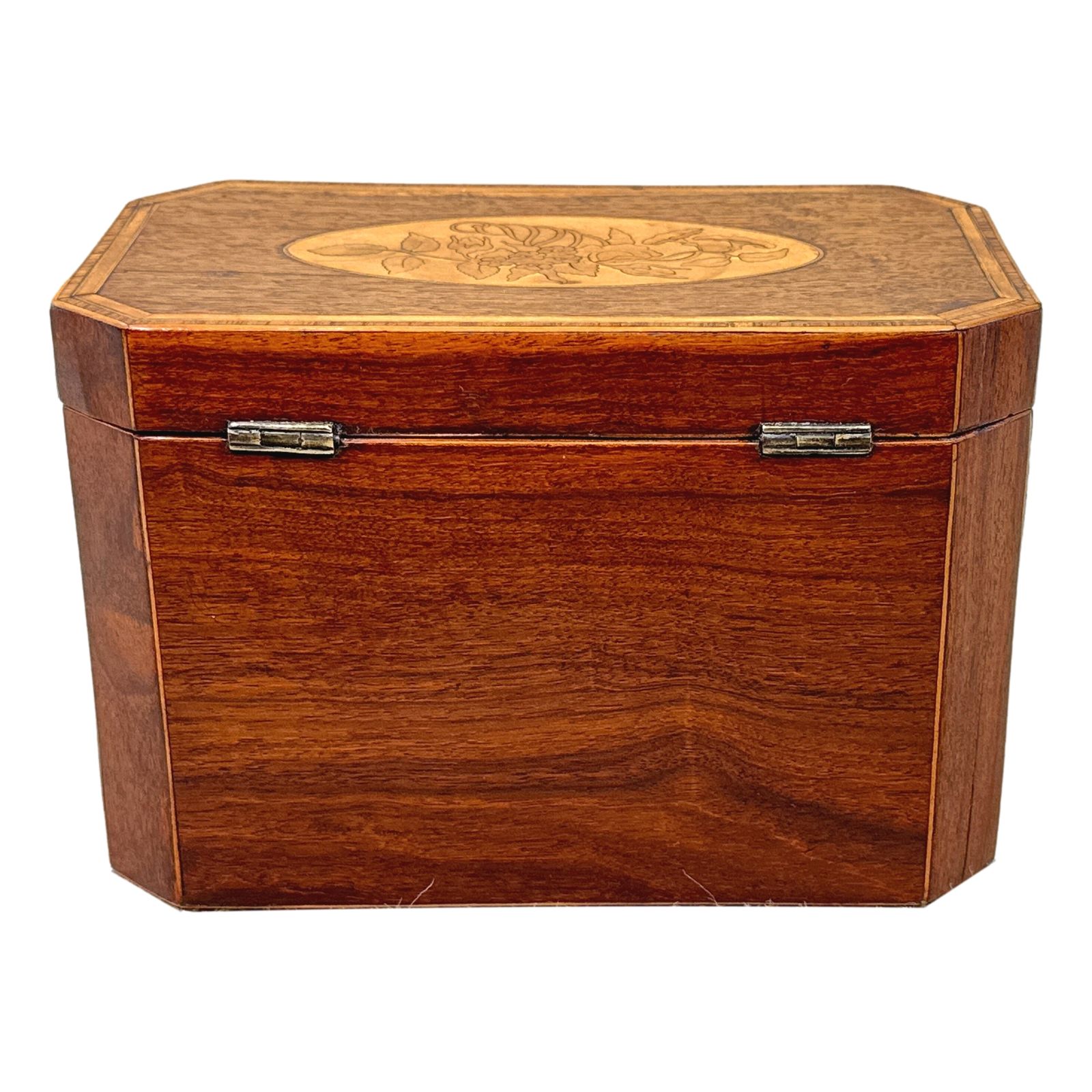 Georgian Mahogany Tea Caddy With Floral Inlaid Decoration (England, Circa 1780) photo 1295.0