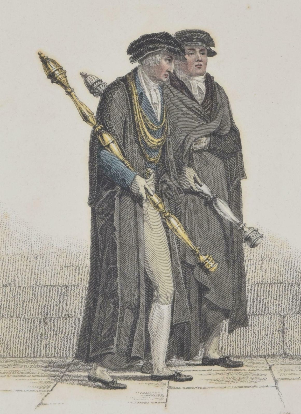 Rudolph Ackermann Vice Chancellor, Esquire Beadle, Yeoman Beadle, Oxford Engraving For Ackermann 1814 photo for sale